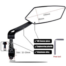 Load image into Gallery viewer, Smart Bicycle Stylish Handlebar Design Reflector Rear View Mirror Mountain Bike Electrical Bike Scooter HD Wide-Range Adjustable Angles Mirror Wide Range Back Reflector Vision Adjustable Left Right Mirrors For Road Electric Bike
