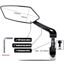 Load image into Gallery viewer, Smart Bicycle Stylish Handlebar Design Reflector Rear View Mirror Mountain Bike Electrical Bike Scooter HD Wide-Range Adjustable Angles Mirror Wide Range Back Reflector Vision Adjustable Left Right Mirrors For Road Electric Bike
