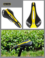 Load image into Gallery viewer, New Bicycle Saddle Ergonomic Road Bike Perforated Seat Foam Cushioned PU Leather Texture Steel Rail Cycle Accessories Mountain Bike Seat Comfortable Memory Foam Bicycle Seats For Mens
