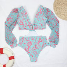 Load image into Gallery viewer, Surfing Swimsuit For Women Bikini Long Sleeve Swimwear Tiger Print Push Up Summer Bath Suit Two Piece Surfing Rash Guard Bikini Long Sleeve Swimsuit Set
