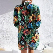 将图片加载到图库查看器，Summer Floral Print Bikini Swimsuit Women 3 Piece High-Waist Bikini Set Swimwear Female Push-Up Bathing Suit Tropical High Waist Wrap Swimsuit With Beach Cover Ups Soft And Breathable Summer Bikini
