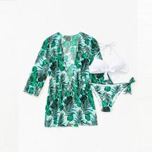 将图片加载到图库查看器，Summer Floral Print Bikini Swimsuit Women 3 Piece High-Waist Bikini Set Swimwear Female Push-Up Bathing Suit Tropical High Waist Wrap Swimsuit With Beach Cover Ups Soft And Breathable Summer Bikini

