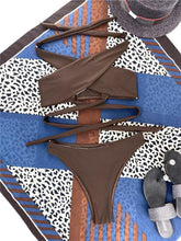 将图片加载到图库查看器，Halter Hollow Cross Bikinis Set Swimsuit Women's New Solid Two-Piece Swimwear Two Piece Swimsuit Halter Crisscross Cut Out Bikini Wrap Top with High Waist  Bottom Beach Swimwear Summer Beachwear Woman Bath Bathing Suit
