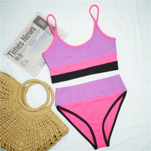 将图片加载到图库查看器，Female Swimsuit High Waist Bikini Women High Waist Bikini Set Two Piece Swimsuits Bikini Top With Bottoms Bathing Suits For Teens Girls Women Swimwear Two-pieces Bikini Set Sport Bathing Suit Swim Lady
