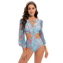 Load image into Gallery viewer, Surfing Swimsuit For Women Bikini Long Sleeve Swimwear Tiger Print Push Up Summer Bath Suit Two Piece Surfing Rash Guard Bikini Long Sleeve Swimsuit Set
