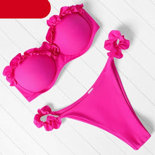 Load image into Gallery viewer, Bikini Set High Cut Solid  Swimsuit Women Swimwear Push Up Bathing Suit Beachwear Leopard Bikini Women's Ribbed Underwire Bikini High Cut Bikini V Swimwear Butterfly Print High Leg Bikini Swimsuit
