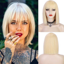 将图片加载到图库查看器，Glorious Synthetic Wigs Short Bob Wigs Black/Pink Bangs Wigs for Women Heat Resistant Fiber Hair Brazilin Wigs For Black Women Cosplay Wigs For Women
