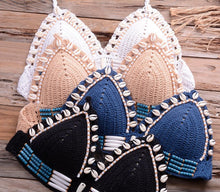 Load image into Gallery viewer, Vintage Blue Bikinis 2 Piece Halter Bikini Set Women High Waist Sequin Swimsuit  Set Handmade Crochet High Quality Swimsuit Women Push Up Swimwear Knitted Beach Wear Bathing Suit

