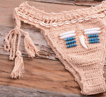 Load image into Gallery viewer, Vintage Blue Bikinis 2 Piece Halter Bikini Set Women High Waist Sequin Swimsuit  Set Handmade Crochet High Quality Swimsuit Women Push Up Swimwear Knitted Beach Wear Bathing Suit
