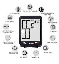 Load image into Gallery viewer, Big Wireless Bike Computer Bicycle Speedometer Waterproof LCD Stopwatch Backlight Automatic Wake-Up And Multi-Functions Odometer Wireless Waterproof Cycle Bike Computer With Large LCD Display
