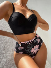 Load image into Gallery viewer, Leaf Floral Bikini Set Women Backless High-Waist Two Pieces Swimwear Beach Bathing Suits Swimsuits Women's Ruffle Bandage Bikini High Waist Bottoms Two Piece Swimsuits

