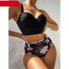 Load image into Gallery viewer, Leaf Floral Bikini Set Women Backless High-Waist Two Pieces Swimwear Beach Bathing Suits Swimsuits Women's Ruffle Bandage Bikini High Waist Bottoms Two Piece Swimsuits
