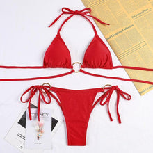 Load image into Gallery viewer, Bikinis Micro Adjustable Swimwear Women Summer Bikini Set Modern Colorful Print Beach Wear Women's Comfortable Swimsuit Knotted String Triangle Bikini Tie Side High Cut Bikini Set
