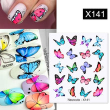 Load image into Gallery viewer, Black Lines Flower Leaves Water Decals Stickers Floral Face Marble Pattern Slider For Nails Summer Nail Art Decoration Summer Stickers on Nails Simple Summer Slider for Manicure Nail Art Watermark Manicure Decor

