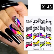 Load image into Gallery viewer, Black Lines Flower Leaves Water Decals Stickers Floral Face Marble Pattern Slider For Nails Summer Nail Art Decoration Summer Stickers on Nails Simple Summer Slider for Manicure Nail Art Watermark Manicure Decor
