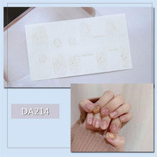 Load image into Gallery viewer, Nail Wraps Polish Decals Strips Golden Glitter 3D Adhesive Full Nail Art Stickers Manicure Kits Women Nail Decorations Accessories Metal Curve Stripe Lines Design Letter Nail Sticker Adhesive Decoration Template Nail Tool Decorations

