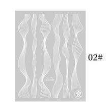 将图片加载到图库查看器，Black White 3D Nail Stickers Metal Gold Silver Geometric Tassel Strip Line Adhesive Transfer Decals Nail Art Design  Gold Silver Metal Nail Sticker  Metallic Curve Strip Line Nail Decal Self-Adhesive 3D Wave Design Nail Tips Decorations Manicure for Women
