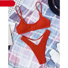 Load image into Gallery viewer, Women One-Shoulder Bikini Swimsuit Women Push Up Swimwear Women's Bathing Suit Comfortable Bikini Ribbed Two Piece Swimsuit Bikini Set Summer Bathing Suit Beach Wear Swimming Suit
