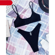 Load image into Gallery viewer, Women One-Shoulder Bikini Swimsuit Women Push Up Swimwear Women's Bathing Suit Comfortable Bikini Ribbed Two Piece Swimsuit Bikini Set Summer Bathing Suit Beach Wear Swimming Suit

