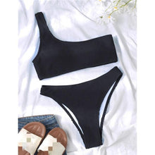 Load image into Gallery viewer, Women One-Shoulder Bikini Swimsuit Women Push Up Swimwear Women's Bathing Suit Comfortable Bikini Ribbed Two Piece Swimsuit Bikini Set Summer Bathing Suit Beach Wear Swimming Suit
