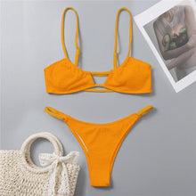 Load image into Gallery viewer, Women One-Shoulder Bikini Swimsuit Women Push Up Swimwear Women's Bathing Suit Comfortable Bikini Ribbed Two Piece Swimsuit Bikini Set Summer Bathing Suit Beach Wear Swimming Suit
