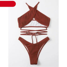Load image into Gallery viewer, Women One-Shoulder Bikini Swimsuit Women Push Up Swimwear Women's Bathing Suit Comfortable Bikini Ribbed Two Piece Swimsuit Bikini Set Summer Bathing Suit Beach Wear Swimming Suit
