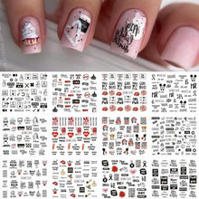 Load image into Gallery viewer, Autumn Simple Green Pink Pattern Water Nail Decal Sticker Flower Leaf Tree Winter Slider For Nail Art Manicuring Decoration Decals for Nail Art Decoration Including Hearts Stars Letters Bowknot Leaves Flowers Plants Fruits Butterflies
