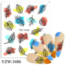 Load image into Gallery viewer, Autumn Simple Green Pink Pattern Water Nail Decal Sticker Flower Leaf Tree Winter Slider For Nail Art Manicuring Decoration Decals for Nail Art Decoration Including Hearts Stars Letters Bowknot Leaves Flowers Plants Fruits Butterflies
