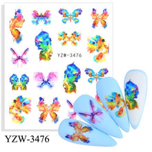 Load image into Gallery viewer, Autumn Simple Green Pink Pattern Water Nail Decal Sticker Flower Leaf Tree Winter Slider For Nail Art Manicuring Decoration Decals for Nail Art Decoration Including Hearts Stars Letters Bowknot Leaves Flowers Plants Fruits Butterflies
