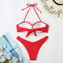 将图片加载到图库查看器，Bikini Push Up Swimwear  Bikini Set Pink Swimwear Women Micro Swimsuit Female Bandage Bikini Beach Wear Swimming Two-Piece Swimsuit Summer Swimsuit for Women
