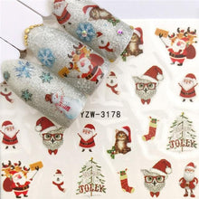 将图片加载到图库查看器，New Christmas Water Decal Nail Art Nail sticker New Year Slider Tattoo Full Cover Santa Claus Snowman Designs Xmas Decals 3D Wave Design Decoration for Women Girls Tape Nail Art Stickers Decal Decoration  Nail Art Accessories Decoration Decal
