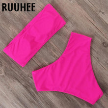 Load image into Gallery viewer, Bandage Bikini Swimwear Women Swimsuit High Waist Bikini Set Bathing Suit Push Up Women's Spaghetti Strap Bandeau Lace Up High Waist 2PCS Bikini Set
