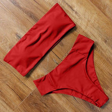 Load image into Gallery viewer, Bandage Bikini Swimwear Women Swimsuit High Waist Bikini Set Bathing Suit Push Up Women's Spaghetti Strap Bandeau Lace Up High Waist 2PCS Bikini Set
