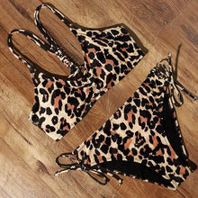 将图片加载到图库查看器，High Waist Bikini Leopard Bikini Women Push Up Swimsuit Women's Leopard Print Swimsuits High Waist Bikini Set 2 Piece Bathing Suits Women Printed Swimwear Tie Dye Summer Swim Beachwear
