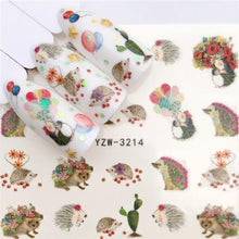 Load image into Gallery viewer, Flower Animal Designs Water Transfer Sticker Nail Art Decals Fashion Wraps Tips Manicure Tools Nail Watermark Decals iridescent Decoration Nail Self-Adhesive Decals Nail Stickers Water Transfer Fresh Nail Decals for Nail Art
