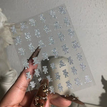 将图片加载到图库查看器，Gold Christmas Snowflake 3D Nail Stickers Sparkly Iridescent Silver Xmas Tree Elk Deer Transfer Sliders Winter Nails Accessories Design Decor Tip Transfer Nail Decals Sticker For Pretty Girl Self-Adhesive Nail Decals Designer Nail Stickers
