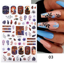 Load image into Gallery viewer, Flowers Leaves Line 3D Nail Stickers Autumn Winter Fall Leaf Design Transfer Sliders Abstract Waves Nail Art Decals Manicures  Decal Self-Adhesive 3D Wave Design Decoration for Women Girls Tape Nail Art Stickers Decal Decoration
