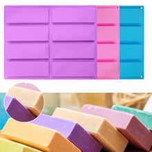 Load image into Gallery viewer, 8 Cavity Cake Mold Rectangular Chocolate Silicone Moulds Handmade Soap Mold Moon Cake Decorate Baking Mould Cube Tray Ice Bar Silicone Mold Cereal Energy Bar Mold Butter Mold
