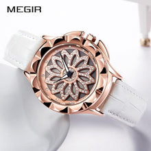 将图片加载到图库查看器，Luxury White Flower Womens Watch Analog Quartz Waterproof Wristwatches Elegant Leather Strap Modern Design
