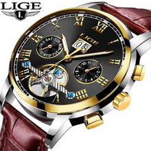 Load image into Gallery viewer, Business Men's Waterproof Watch With Chronometers Date Large Roman Numerals And Decorative Spiral
