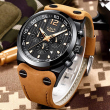 Load image into Gallery viewer, Men's Waterproof  Watch With Leather  Belts, Chronometers And Day Display Fluorescent Pointers Excellent Gift Unique Design
