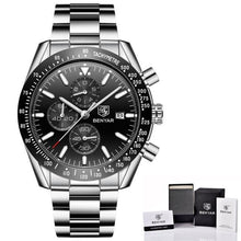 Load image into Gallery viewer, Luxury Men Stainless Steel Quartz Watch Accurate Timing Waterproof Analog Chronograph Men's Quartz Watches
