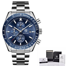 Load image into Gallery viewer, Luxury Men Stainless Steel Quartz Watch Accurate Timing Waterproof Analog Chronograph Men's Quartz Watches
