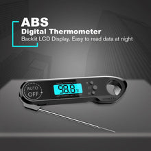 Load image into Gallery viewer, Professional Waterproof Digital Food Thermometer Pyrometer with Folding Foldable Probe Waterproof Digital Instant Read Meat Thermometer with 4.6” Folding Probe Backlight &amp; Calibration Function for Cooking Food Candy BBQ Grill for Kitchen Food Cooking
