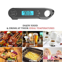 Load image into Gallery viewer, Professional Waterproof Digital Food Thermometer Pyrometer with Folding Foldable Probe Waterproof Digital Instant Read Meat Thermometer with 4.6” Folding Probe Backlight &amp; Calibration Function for Cooking Food Candy BBQ Grill for Kitchen Food Cooking
