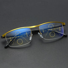 Load image into Gallery viewer, Progressive Reading Glasses Multifocal Anti Blue Ray Glass Glasses Half Frame Metal Alloy  For Men And Women Reading Glasses Anti Blue Ray Multifocus Reader
