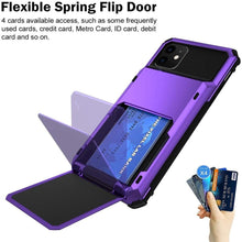 Load image into Gallery viewer, Protective Case For Cards Shock Absorption Anti-Slip Heavy Duty Protection Hard Cover For iPhone 14 13 11 12 Pro Max Mini Case With Wallet Card Hidden Card Compartment Cover For iPhone 11 12 Pro Max 12Pro 12 Mini
