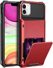 Load image into Gallery viewer, Protective Case For Cards Shock Absorption Anti-Slip Heavy Duty Protection Hard Cover For iPhone 14 13 11 12 Pro Max Mini Case With Wallet Card Hidden Card Compartment Cover For iPhone 11 12 Pro Max 12Pro 12 Mini
