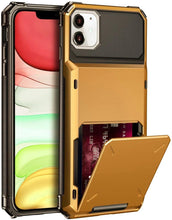 Load image into Gallery viewer, Protective Case For Cards Shock Absorption Anti-Slip Heavy Duty Protection Hard Cover For iPhone 14 13 11 12 Pro Max Mini Case With Wallet Card Hidden Card Compartment Cover For iPhone 11 12 Pro Max 12Pro 12 Mini
