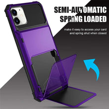 Load image into Gallery viewer, Protective Case For Cards Shock Absorption Anti-Slip Heavy Duty Protection Hard Cover For iPhone 14 13 11 12 Pro Max Mini Case With Wallet Card Hidden Card Compartment Cover For iPhone 11 12 Pro Max 12Pro 12 Mini
